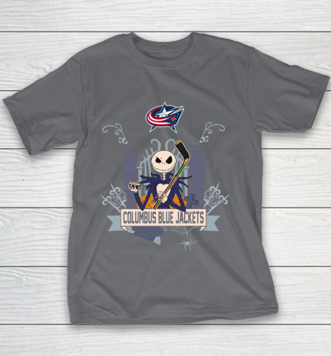 NHL Columbus Blue Jackets Hockey Jack Skellington Halloween Youth T-Shirt 5