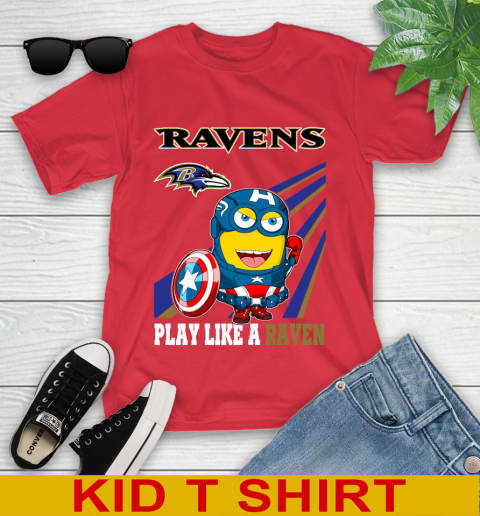 NFL Football Baltimore Ravens Captain America Marvel Avengers Minion Shirt Youth T-Shirt 11