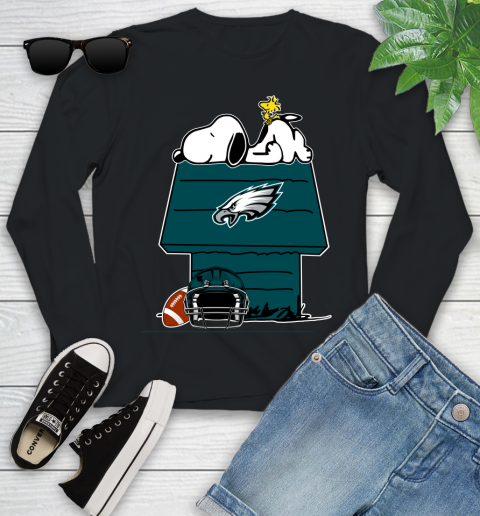 Philadelphia Eagles NFL Football Snoopy Woodstock The Peanuts Movie Youth Long Sleeve 2