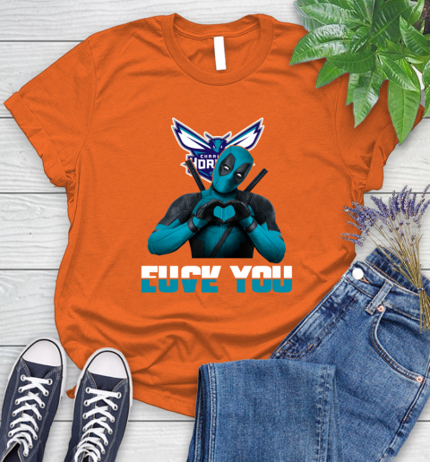NBA Charlotte Hornets Deadpool Love You Fuck You Basketball Sports Women's T-Shirt 3