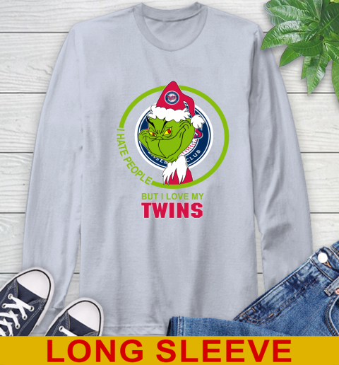 Minnesota Twins MLB Christmas Grinch I Hate People But I Love My Favorite Baseball Team Long Sleeve T-Shirt 6