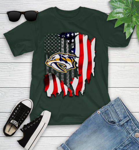 Nashville Predators NHL Hockey American Flag Youth T-Shirt 5