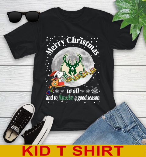 Milwaukee Bucks Merry Christmas To All And To Bucks A Good Season NBA Basketball Sports Youth T-Shirt