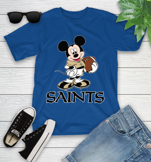 NFL Football New Orleans Saints Cheerful Mickey Mouse Shirt Youth T-Shirt 9