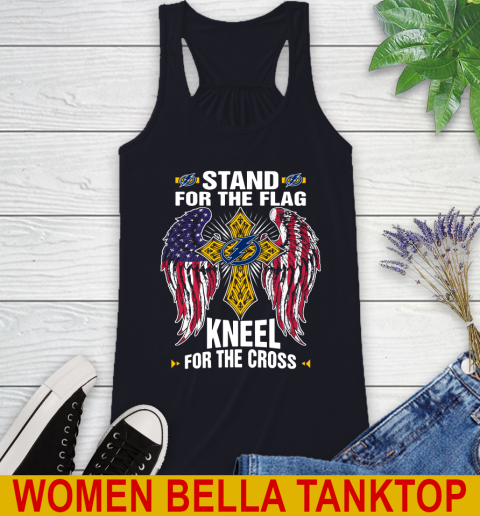 NHL Hockey Tampa Bay Lightning Stand For Flag Kneel For The Cross Shirt Racerback Tank 8