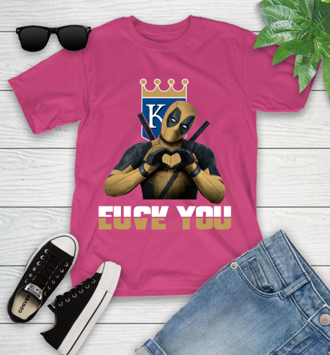 MLB Kansas City Royals Deadpool Love You Fuck You Baseball Sports Youth T-Shirt 11