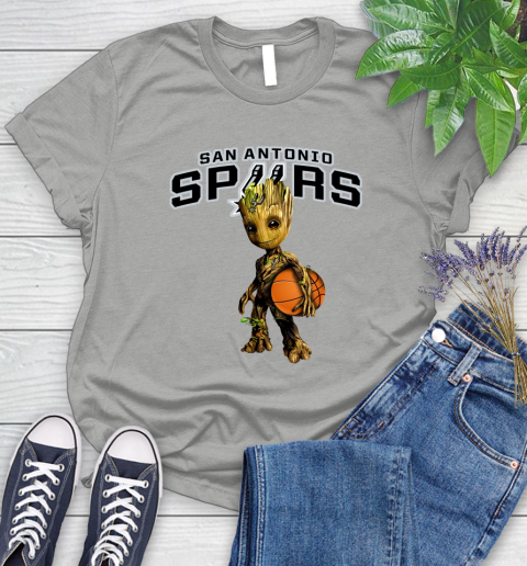 San Antonio Spurs NBA Basketball Groot Marvel Guardians Of The Galaxy Women's T-Shirt 10