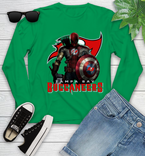 NFL Captain America Thor Spider Man Hawkeye Avengers Endgame Football Tampa Bay Buccaneers Youth Long Sleeve 6