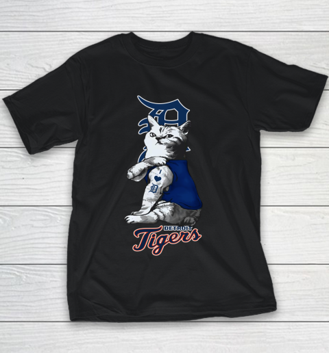 MLB Baseball My Cat Loves Detroit Tigers Youth T-Shirt