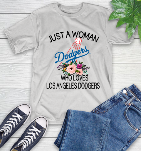 MLB Just A Woman Who Loves Los Angeles Dodgers Baseball Sports T-Shirt