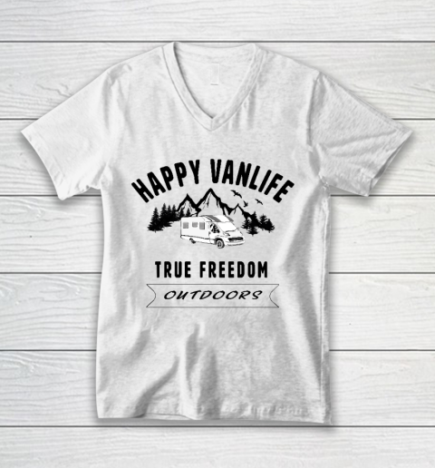 Happy VanLife Camping True Freedom Outdoors V-Neck T-Shirt