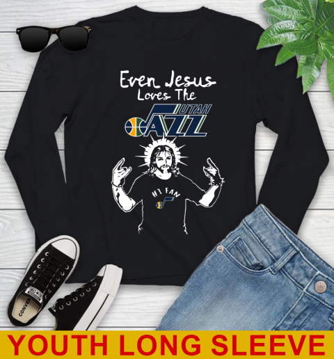 Utah Jazz NBA Basketball Even Jesus Loves The Jazz Shirt Youth Long Sleeve