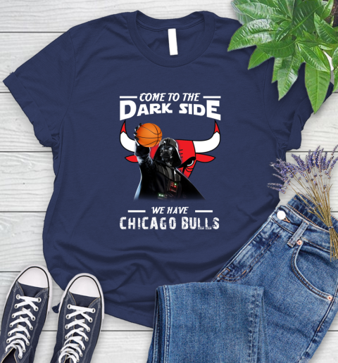 NBA Come To The Dark Side We Have Chicago Bulls Star Wars Darth Vader Basketball Women's T-Shirt 14