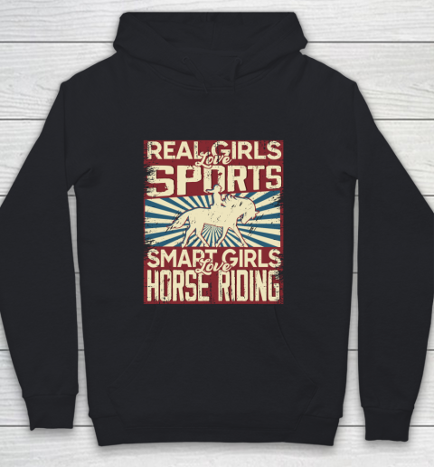 Real girls love sports smart girls love horse riding Youth Hoodie