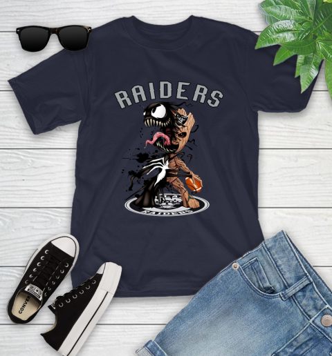 NFL Oakland Raiders Football Venom Groot Guardians Of The Galaxy Youth T-Shirt 3