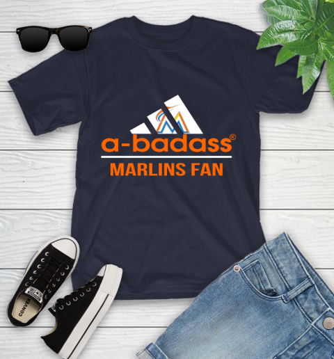 MLB A Badass Miami Marlins Fan Adidas Baseball Sports Youth T-Shirt 2