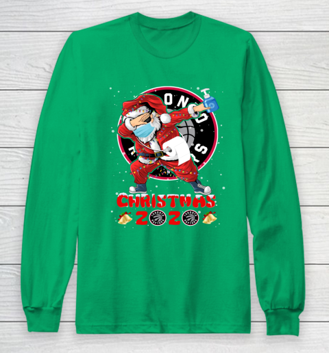 Toronto Raptors Funny Santa Claus Dabbing Christmas 2020 NBA Long Sleeve T-Shirt 4