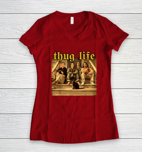 Thug Life Kamala Harris 2024 Feminist  Vote Blue Election Women's V-Neck T-Shirt 6