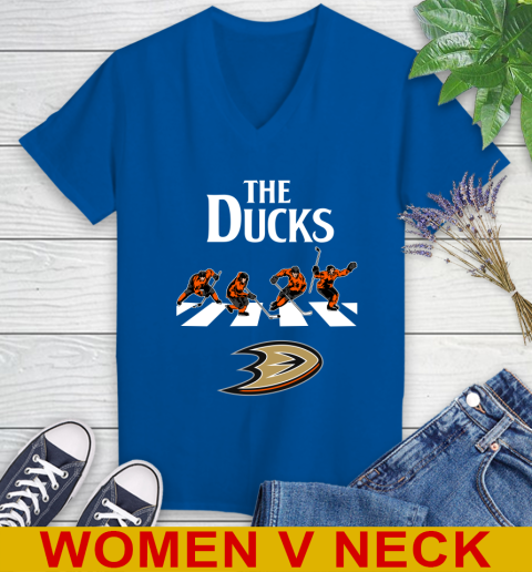 NHL Hockey Anaheim Ducks The Beatles Rock Band Shirt Women's V-Neck T-Shirt 9
