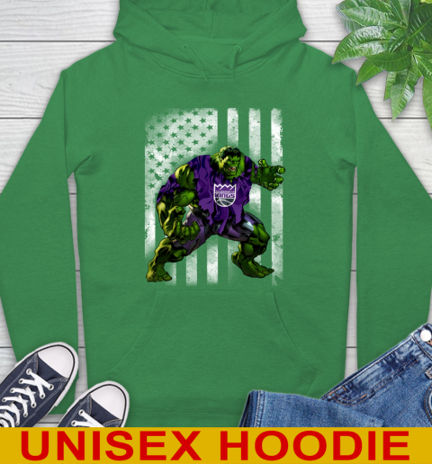 Sacramento Kings Hulk Marvel Avengers NBA Basketball American Flag Hoodie 8