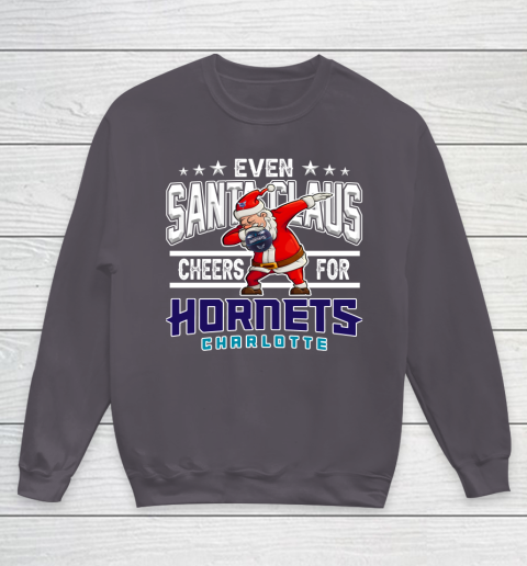 Charlotte Hornets Even Santa Claus Cheers For Christmas NBA Youth Sweatshirt 5