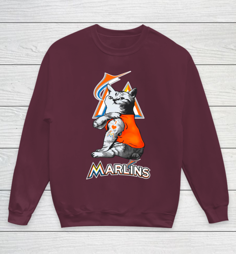 MLB Baseball My Cat Loves Miami Marlins Youth Sweatshirt 4