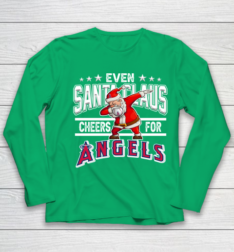 Los Angeles Angels Even Santa Claus Cheers For Christmas MLB Youth Long Sleeve 4