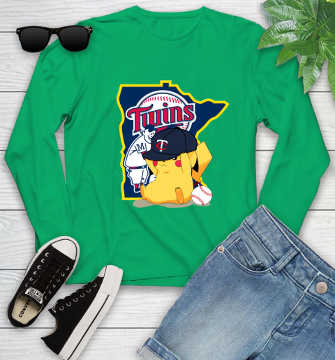 MLB Pikachu Baseball Sports Minnesota Twins Youth Long Sleeve 6