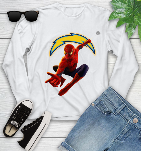 NFL Spider Man Avengers Endgame Football Los Angeles Chargers Youth Long Sleeve