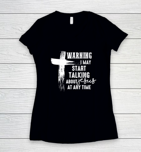 Talking About Christ Graphic Cross God In My Heart Women's V-Neck T-Shirt