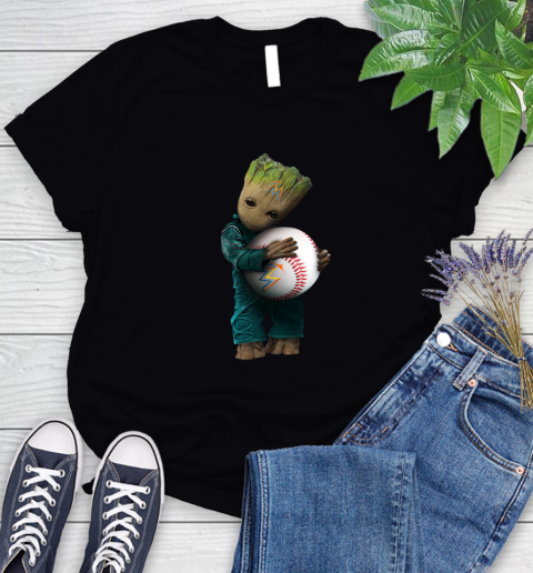 MLB Groot Guardians Of The Galaxy Baseball Sports Miami Marlins Women's T-Shirt 2