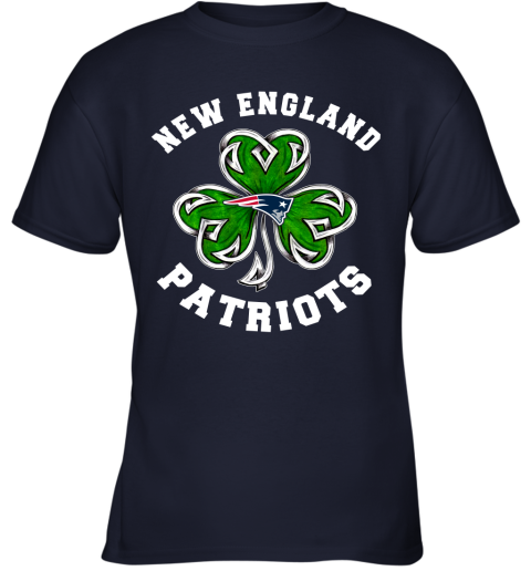NFL New England Patriots Three Leaf Clover St Patrick's Day Football Sports x8Nq3tkD3Jp youth t shirt 26 95 151514 front navy