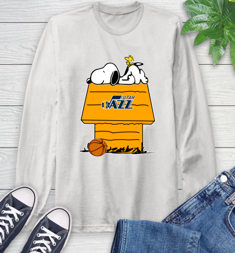 Utah Jazz NBA Basketball Snoopy Woodstock The Peanuts Movie Long Sleeve T-Shirt