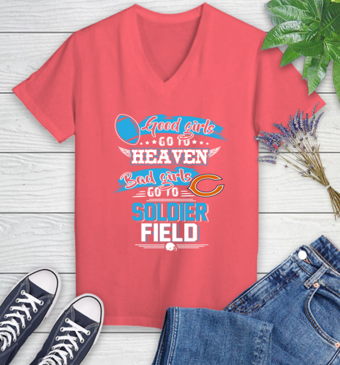 Chicago Bears NFL Bad Girls Go To Soldier Field Shirt Women's V-Neck T-Shirt 6