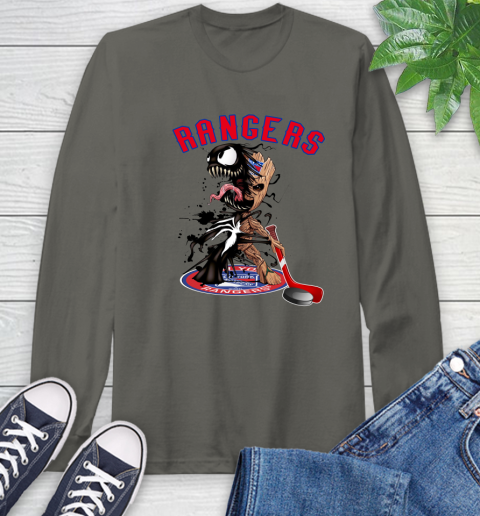 NHL New York Rangers Hockey Venom Groot Guardians Of The Galaxy Long Sleeve T-Shirt 8