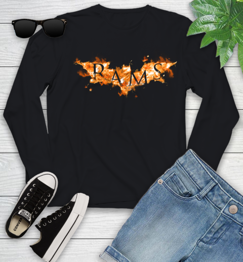 NFL Los Angeles Rams Batman Logo DC Football Sports Shirt Youth Long Sleeve