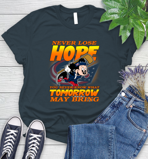 Columbus Blue Jackets NHL Hockey ootball Mickey Disney Never Lose Hope Women's T-Shirt 11
