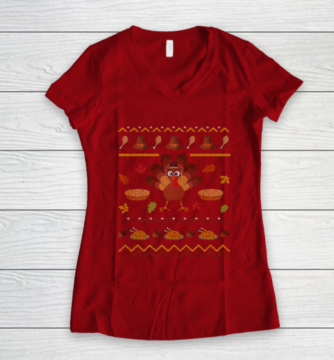 Ugly Christmas Sweater Thanksgiving Turkey Funny Holiday T-Shirt