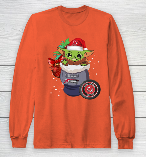 New Jersey Devils Christmas Baby Yoda Star Wars Funny Happy NHL Long Sleeve T-Shirt 5
