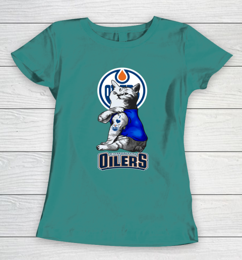 NHL My Cat Loves Edmonton Oilers Hockey Women's T-Shirt 10