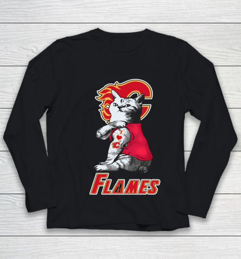 NHL My Cat Loves Calgary Flames Hockey Youth Long Sleeve