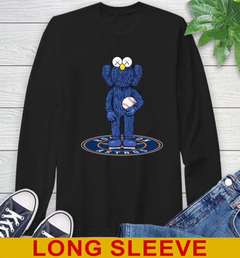 MLB Baseball Houston Astros Kaws Bff Blue Figure Shirt Long Sleeve T-Shirt 2
