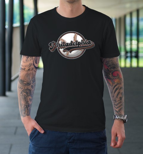 Philly Cityscape Baseball Philadelphia Skyline Retro Vintage T-Shirt