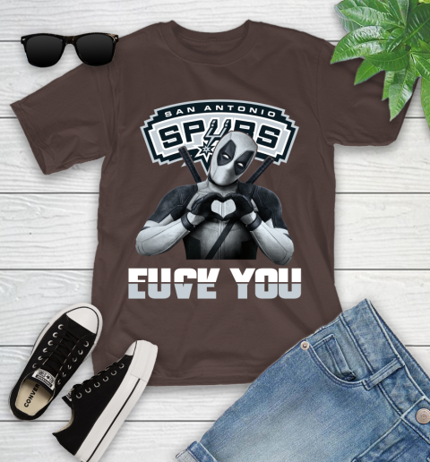 NBA San Antonio Spurs Deadpool Love You Fuck You Basketball Sports Youth T-Shirt 7