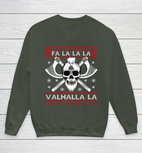 Ugly Christmas Sweater Fa La La Valhalla Viking Youth Sweatshirt 8