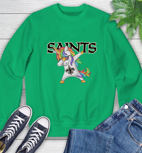 New Orleans Saints NFL Football Funny Unicorn Dabbing Sports Sweatshirt 6