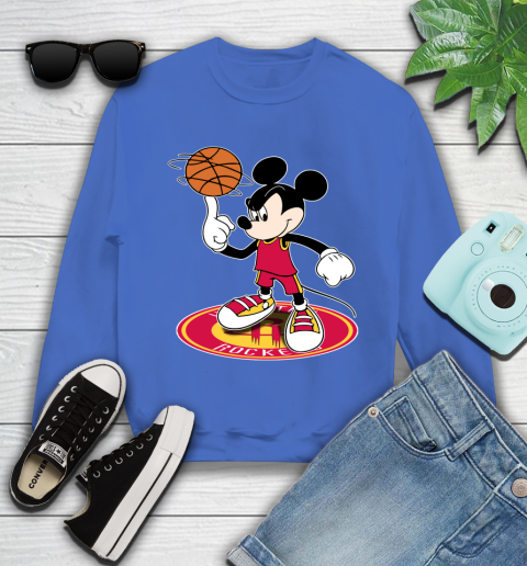 NBA Basketball Houston Rockets Cheerful Mickey Disney Shirt Youth Sweatshirt 7