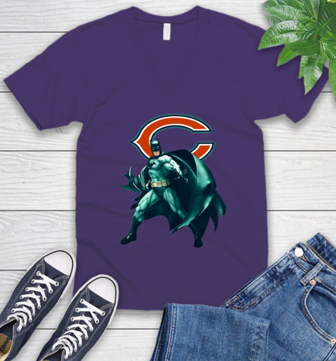 NFL Batman Football Sports Chicago Bears V-Neck T-Shirt 10