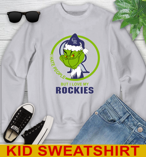 Colorado Rockies MLB Christmas Grinch I Hate People But I Love My Favorite Baseball Team Youth Sweatshirt 4