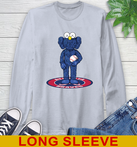 MLB Baseball Atlanta Braves Kaws Bff Blue Figure Shirt Long Sleeve T-Shirt - Image 7